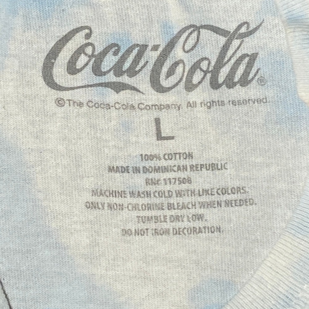 Coca-Cola Classic Men's Tie Dye Graphic T-Shirt Blue White International Logo L - Picture 4 of 7